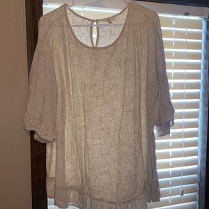 Plus size cream linen blouse